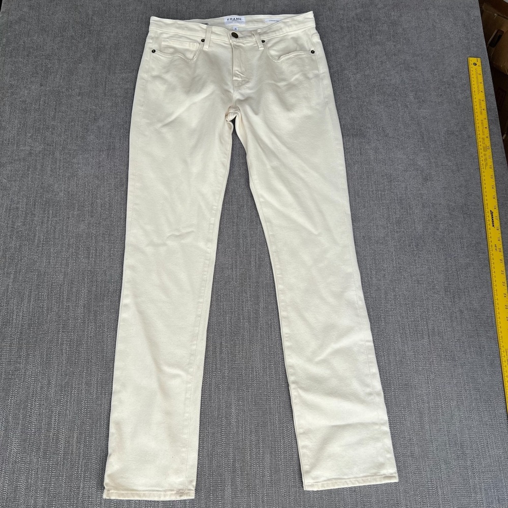 FRAME Denim L'Homme Slim Jeans Mens 32x32 Off White Cream Premium Luxury